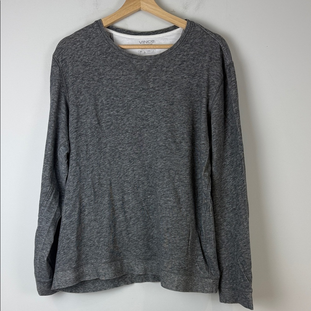 Vince Charcoal Long Sleeve Men's Tee Size Extra Large